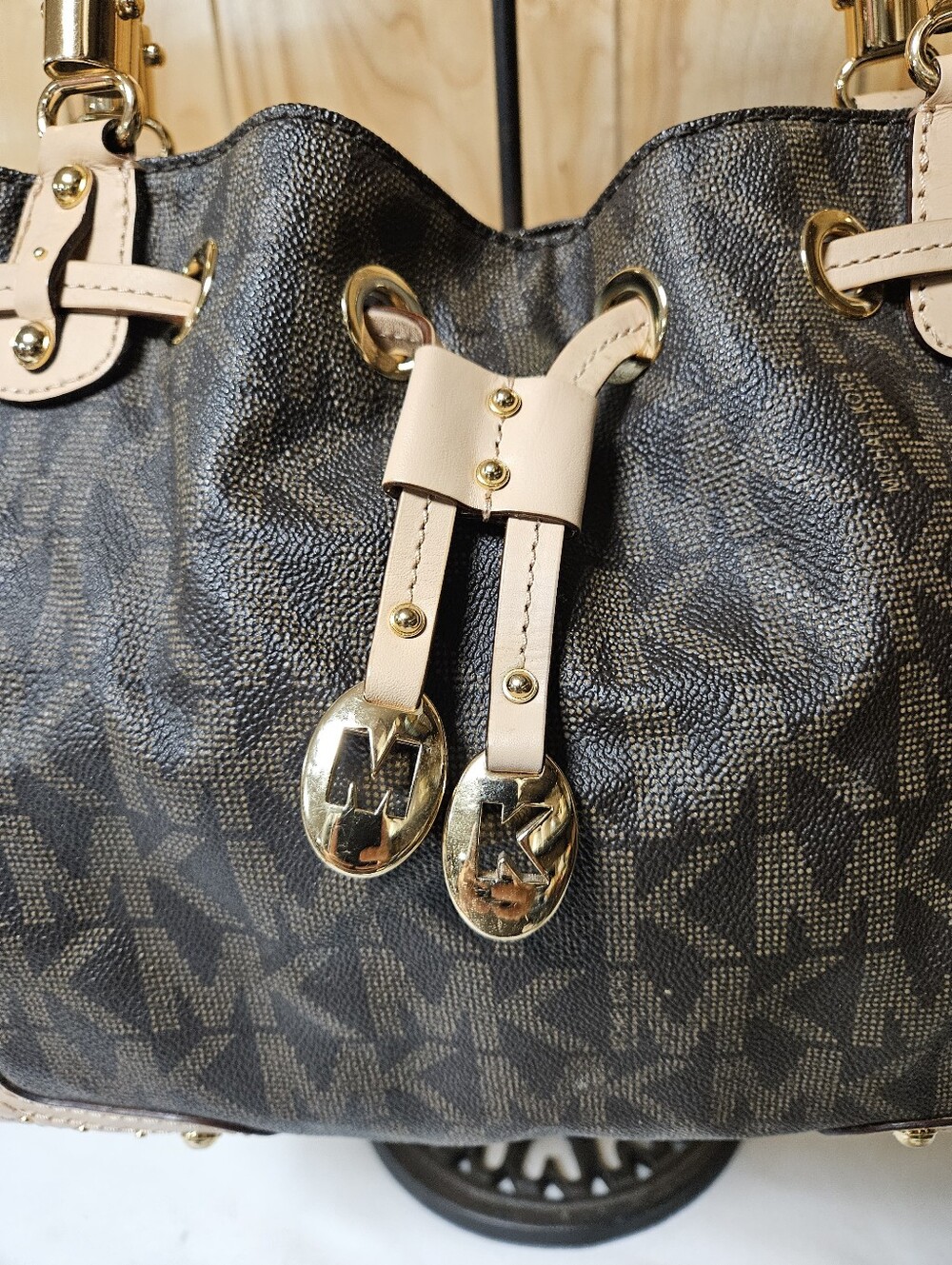 Vintage Michael Kors Signature Drawstring Bag Vintage Satchel - Picture 6 of 16